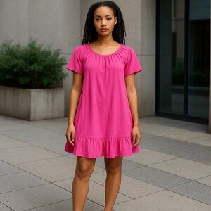 Pink Gauzy Oversized Smock Style Dress with Pockets Shop National Plus Size